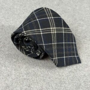 Onassis Mens Navy Black White Plaid Cotton Neck Tie Preppy 59x3" NWT